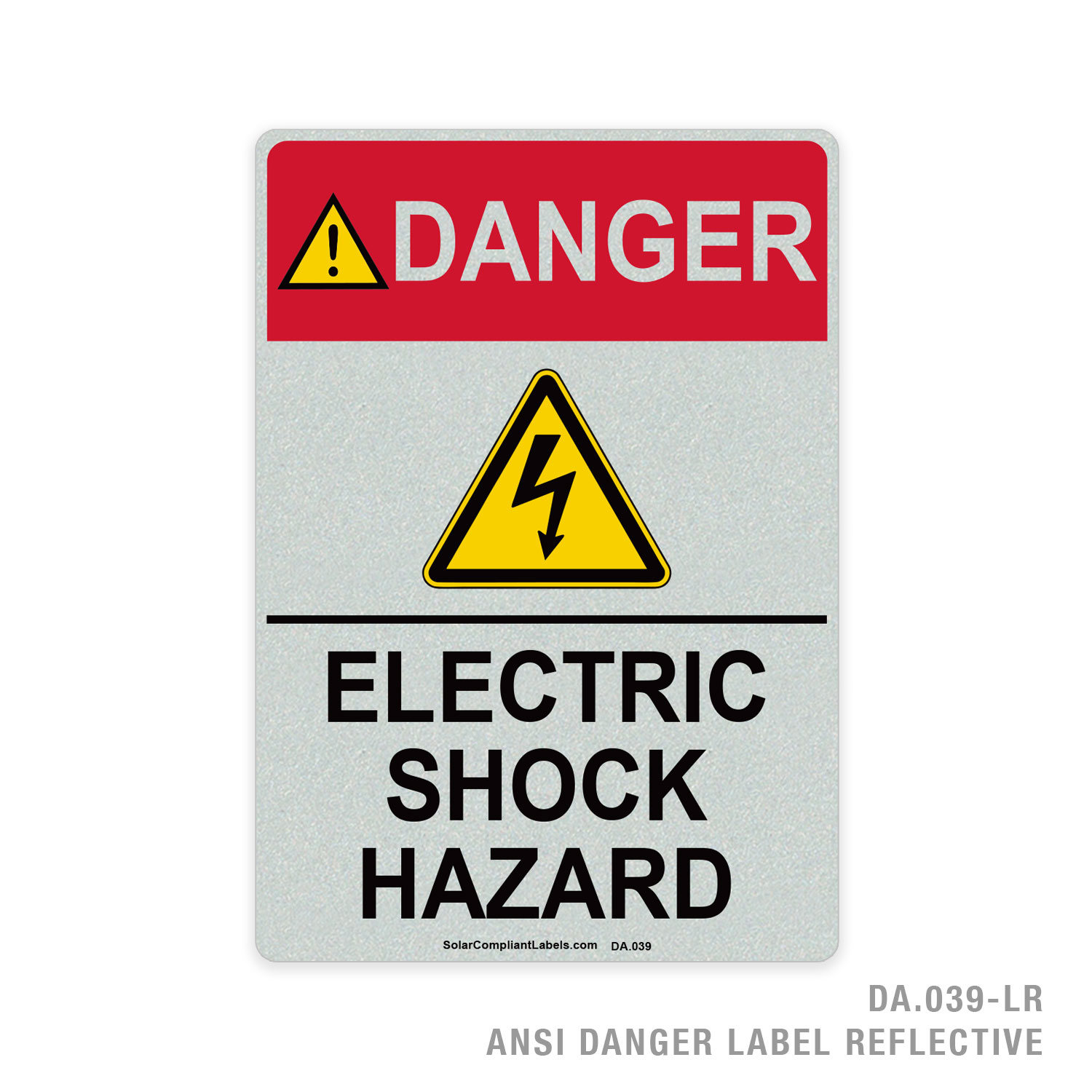 DANGER - ELECTRIC SHOCK HAZARD - 039A ANSI LABEL | SOLAR COMPLIANT LABELS