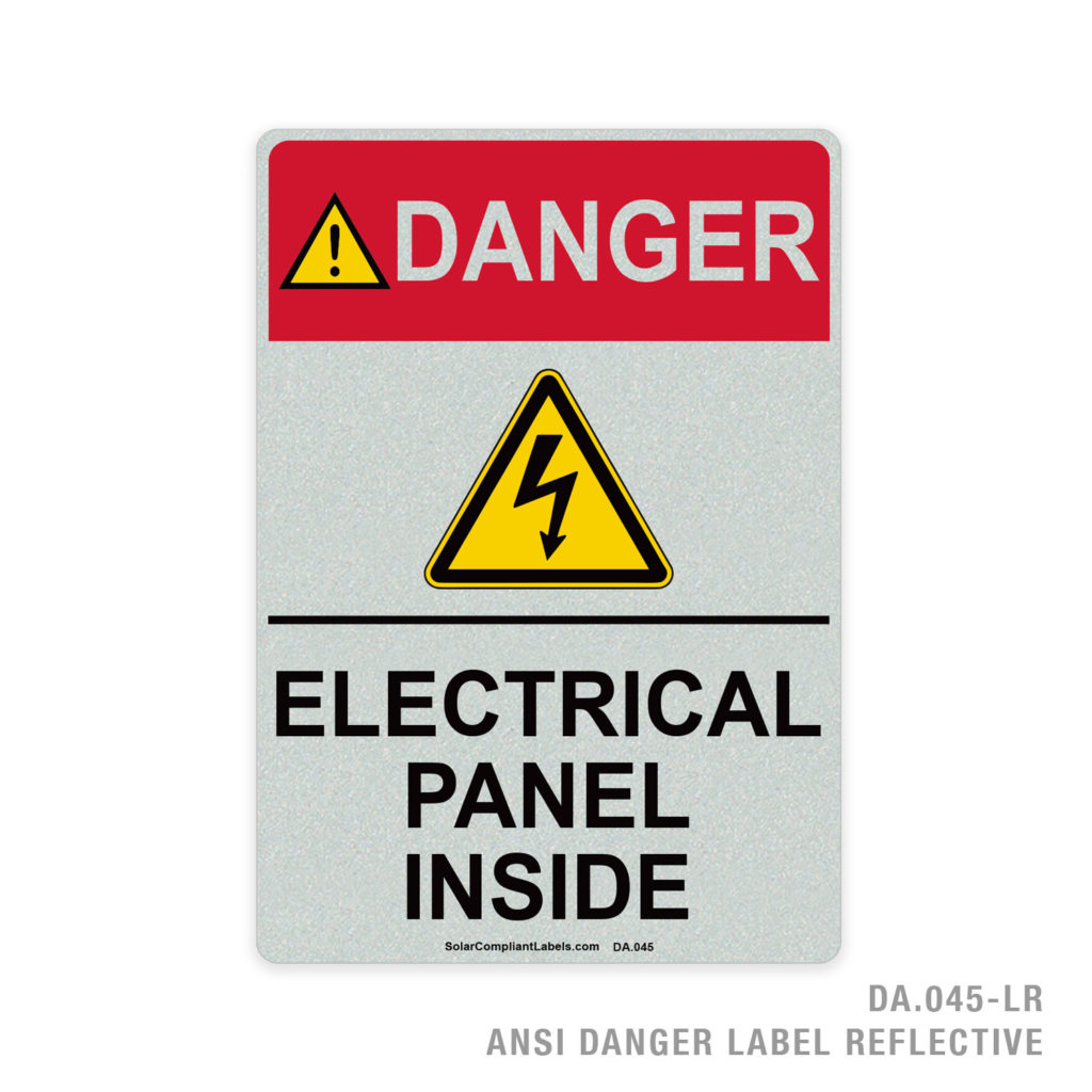 DANGER - ELECTRICAL PANEL INSIDE - 045A ANSI LABEL | SOLAR COMPLIANT LABELS