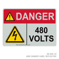 DANGER - 480 VOLTS - 049A ANSI LABEL