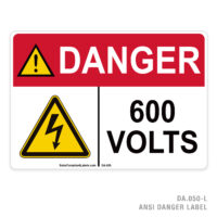 DANGER - 600 VOLTS - 050A ANSI LABEL