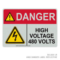 DANGER - HIGH VOLTAGE 480 VOLTS - 059A ANSI LABEL