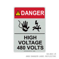 DANGER - HIGH VOLTAGE 480 VOLTS - 064A ANSI LABEL