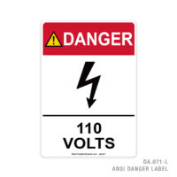 DANGER - 110 VOLTS - 071A ANSI LABEL