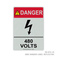 DANGER - 480 VOLTS - 074A ANSI LABEL