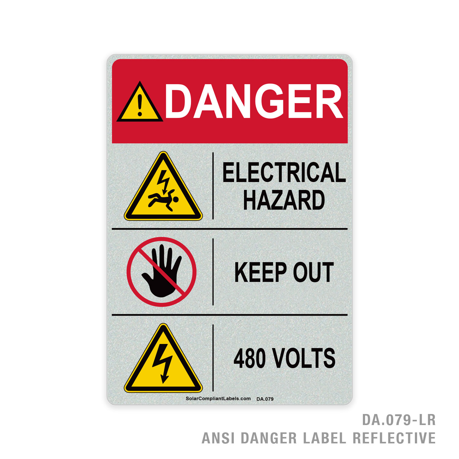 Danger - Electrical Hazard - Keep Out - 480 Volts - 079a Ansi Label 