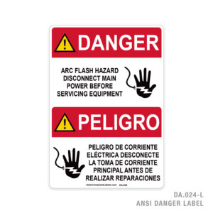 DANGER – PELIGRO – ARC FLASH HAZARD – 024A ANSI LABEL