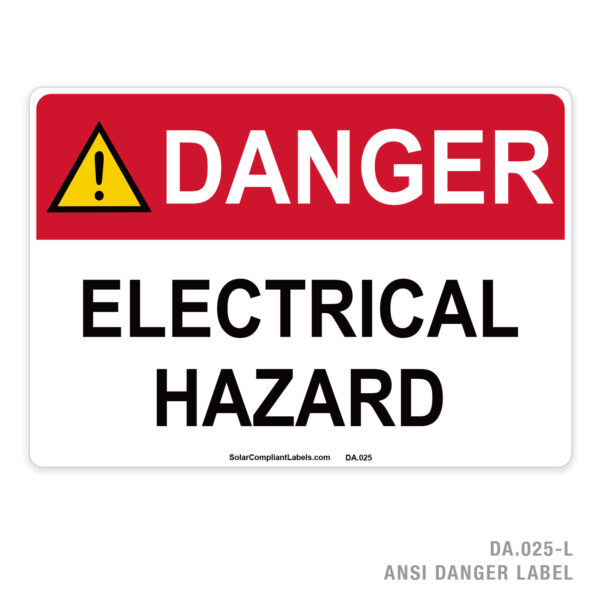DANGER - ELECTRICAL HAZARD - 025A ANSI LABEL