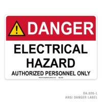 DANGER - ELECTRICAL HAZARD - AUTHORIZED PERSONNEL ONLY - 026A ANSI LABEL