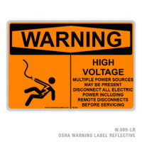 WARNING - HIGH VOLTAGE - MULTIPLE SOURCES OF POWER - 009 OSHA LABEL