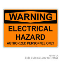WARNING - ELECTRICAL HAZARD - AUTHORIZED PERSONNEL ONLY - 026 OSHA LABEL