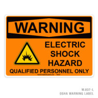 WARNING - ELECTRIC SHOCK HAZARD - QUALIFIED PERSONNEL ONLY - 037 OSHA LABEL