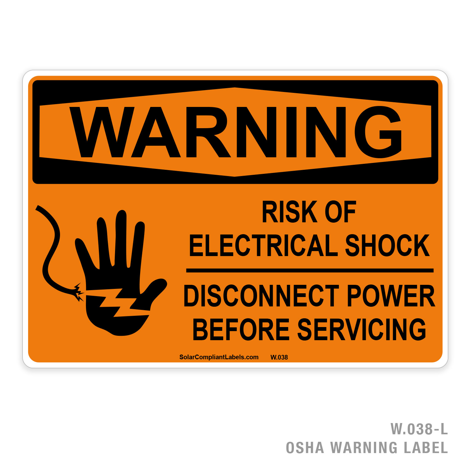 Warning - Risk Of Electric Shock - Disconnect Power Before Servicing 