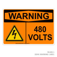 WARNING - 480 VOLTS - 049 OSHA LABEL