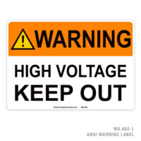 WARNING - HIGH VOLTAGE KEEP OUT - 002A ANSI LABEL
