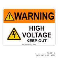 WARNING - HIGH VOLTAGE KEEP OUT - 004A ANSI LABEL