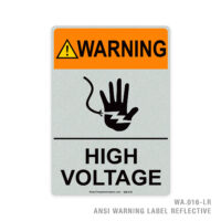 WARNING - HIGH VOLTAGE - 016A ANSI LABEL