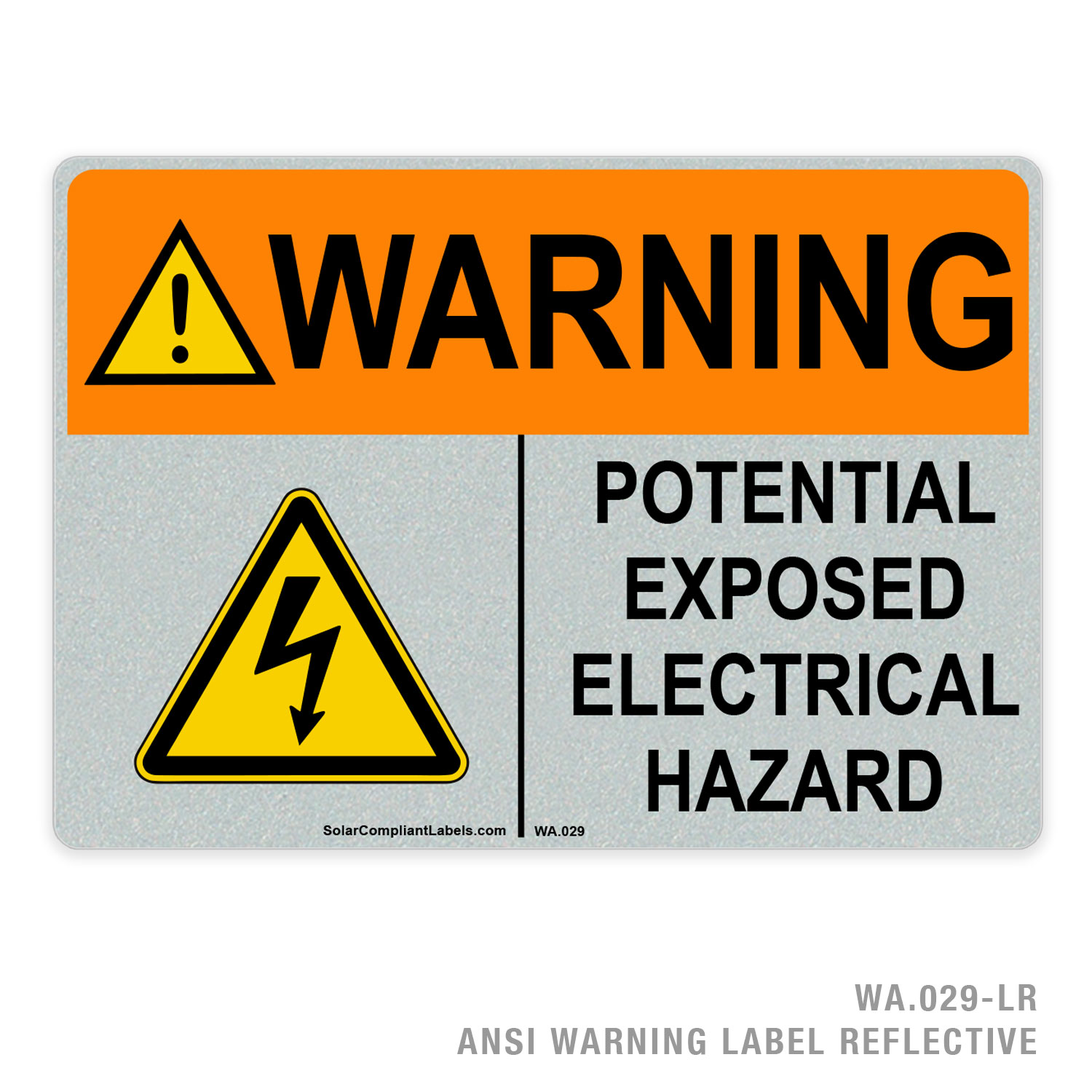 WARNING - POTENTIAL EXPOSED ELECTRICAL HAZARD - 029A ANSI LABEL | SOLAR ...