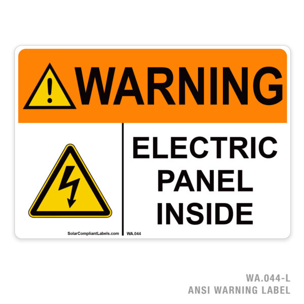 WARNING - ELECTRICAL PANEL INSIDE - 044A ANSI LABEL