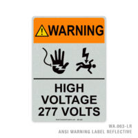 WARNING - HIGH VOLTAGE 277 VOLTS - 063A ANSI LABEL